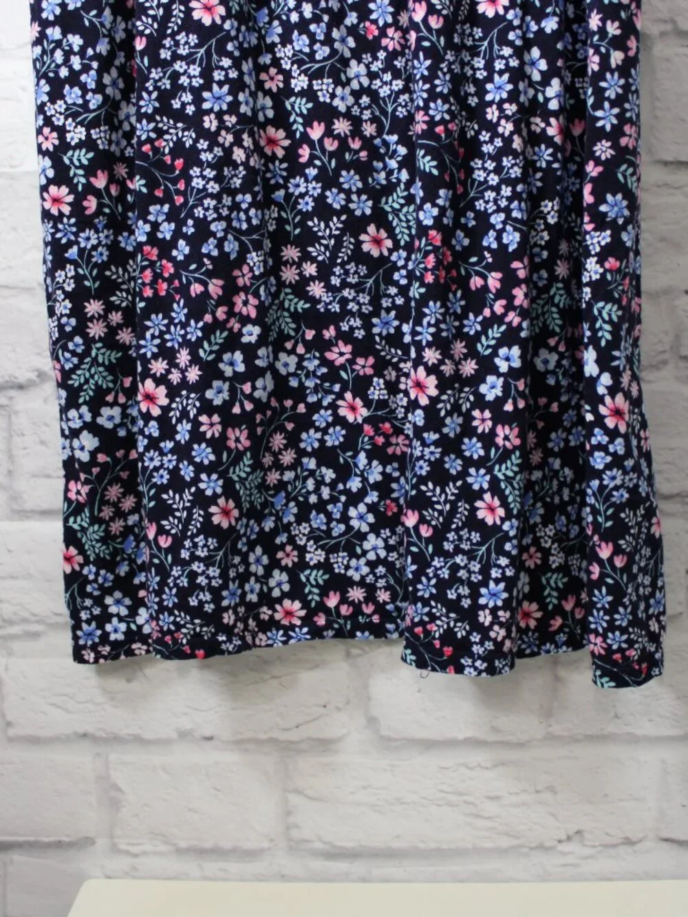 Aria Collection Extra Large navy Floral Round Neck Shortsleeve Cotton Nightgown
